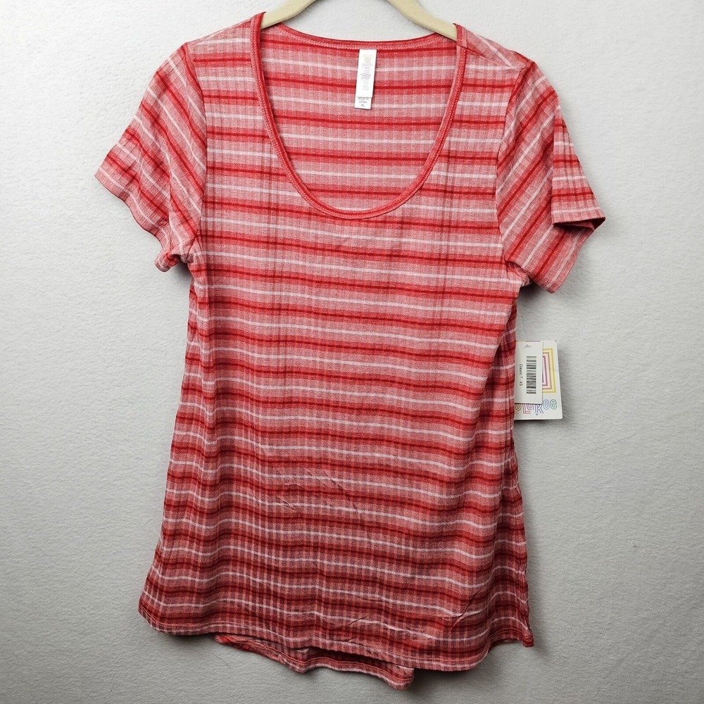 LulaRoe Shirt Woman's Size XS Pink White Stripes Classic T NWT